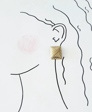 Gilded Stripe Stud Earring- Gold