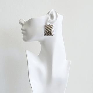 Gilded Stripe Stud Earring- Silver