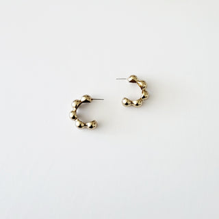 Bead Arc Hoop Earring- Gold