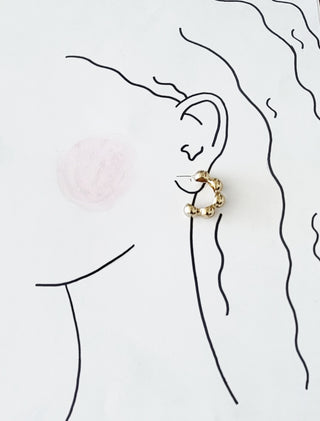 Bead Arc Hoop Earring- Gold