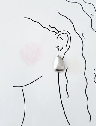 Satin Teardrop Stud Earring- Silver