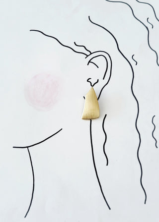 Brushed Abstract Stud Earring- Gold