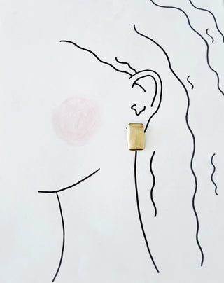 Satin Block Stud Earring- Gold