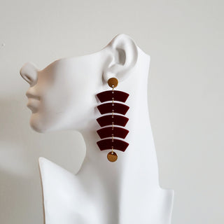 Arc Cascade Earring- Burgundy Red