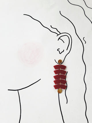 Arc Cascade Earring- Burgundy Red