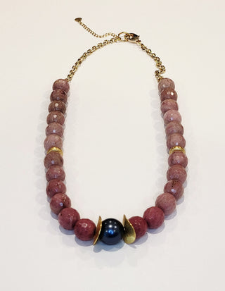 Rhodonite & Tahitian Pearl Necklace