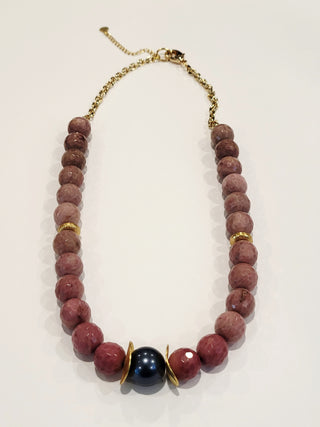 Rhodonite & Tahitian Pearl Necklace
