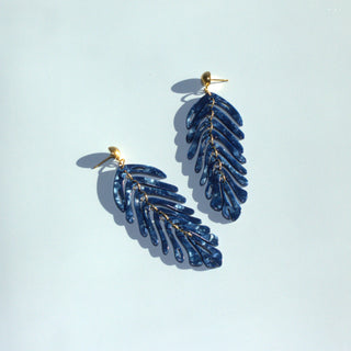 Feather Drop Earring- Navy Blue