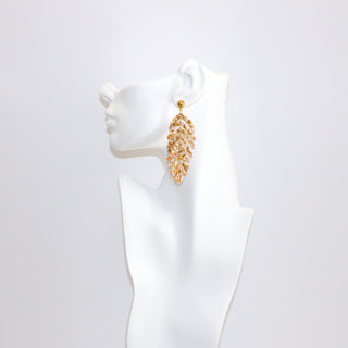 Feather Drop Earring- Sand and Off-white